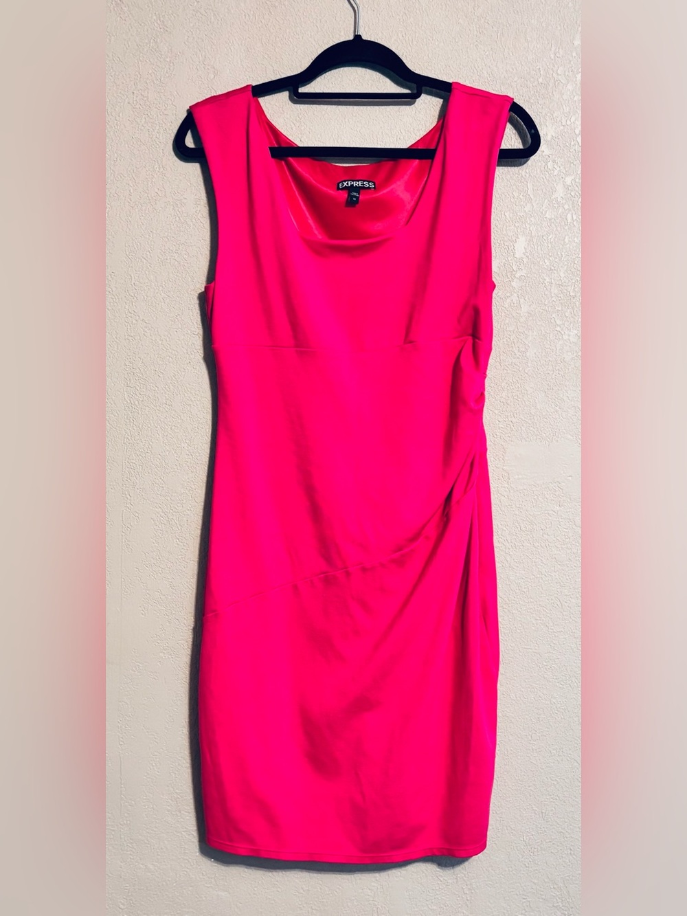 Express Hot Pink Side Ruched Dress